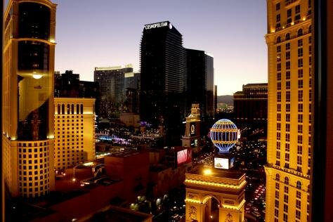 The view of Las Vegas outside a Paris hotel room Photo - Las Vegas Strip, Las Vegas, Nevada 