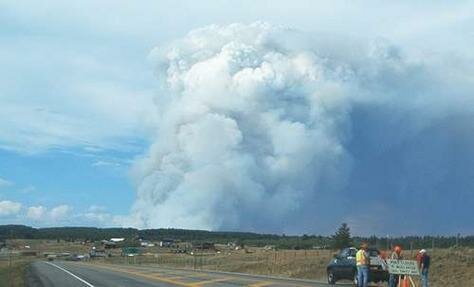 Road closed by fire Photo - Driving Route 191, Yellowstone National Park, Wyoming 