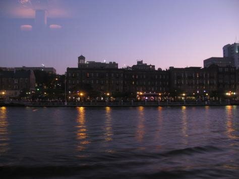 Night View Photo - Savannah Riverfront/River Street, Savannah, Georgia 